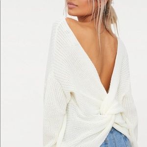 PLT cream twist back sweater